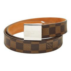 ルイ ヴィトン ダミエ サンチュール キャレ ベルト サイズ:95/38 M6803 ブラウン PVC レザー メンズ LOUIS VUITTON 【中古】