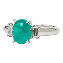 Pt900 プラチナ エメラルド2.33ct ダイヤ0.31ct リング 指輪 レディース 14号 【中古】