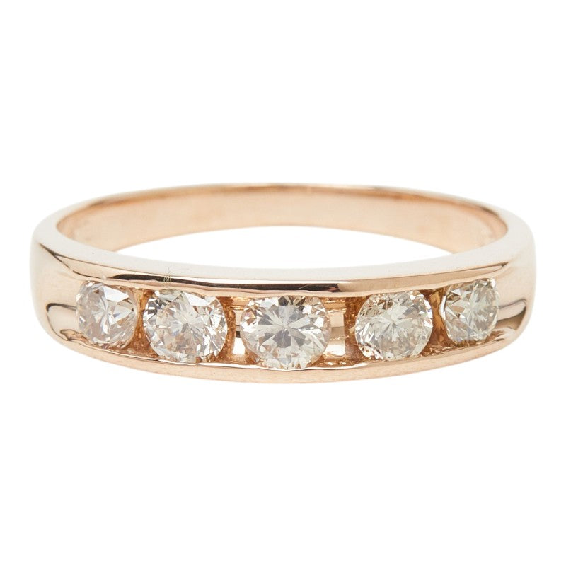 K18PG ピンクゴールド ダイヤ0.50ct 5Pダイヤリング リング 指輪 レディース 10号 【中古】