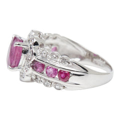 Pt900 プラチナ ルビー1.50ct ダイヤ0.18ct フラワーモチーフ リング 指輪 レディース 9.5号 【中古】
