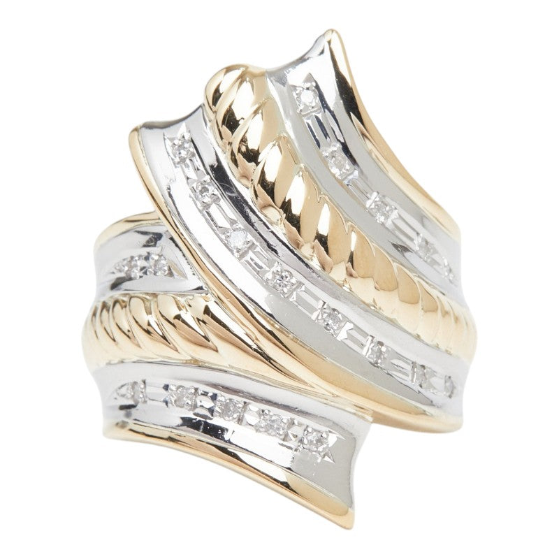 K18YG イエローゴールド Pt900 プラチナ 金ベースコンビ ダイヤ0.11ct リング 指輪 レディース 13.5号 【中古】