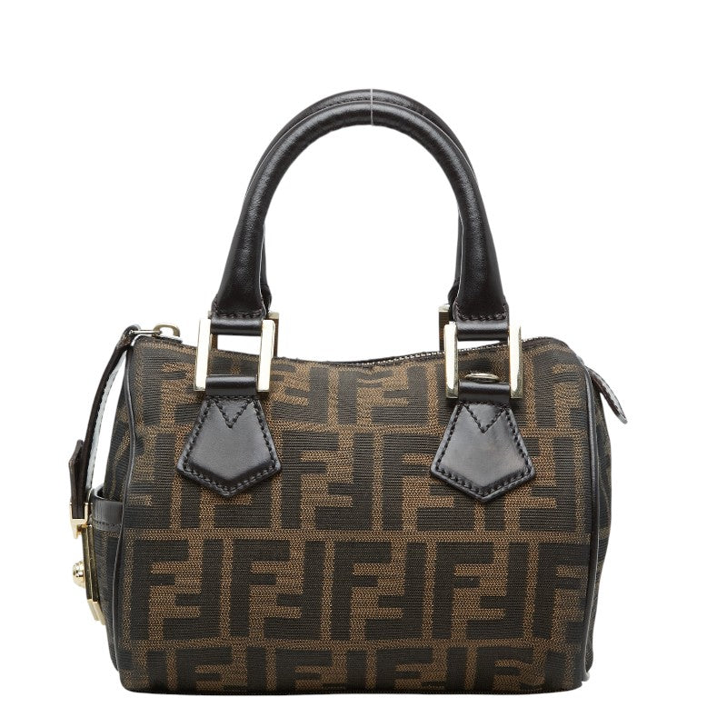 フェンディ ズッカ ミニ ハンドバッグ 8BL103 ブラウン キャンバス レザー レディース FENDI 【中古】