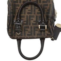 フェンディ ズッカ ミニ ハンドバッグ 8BL103 ブラウン キャンバス レザー レディース FENDI 【中古】