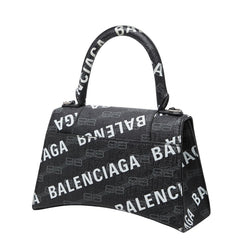 バレンシアガ BBモノグラム アワーグラスXS ハンドバッグ ショルダーバッグ 2WAY ブラック PVC レザー レディース BALENCIAGA 【中古】