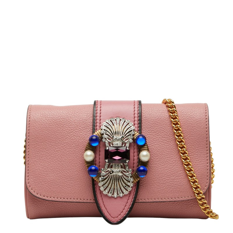 ミュウミュウ マドラス チェーン ショルダーバッグ 5BH017 ピンク レザー レディース MIUMIU 【中古】
