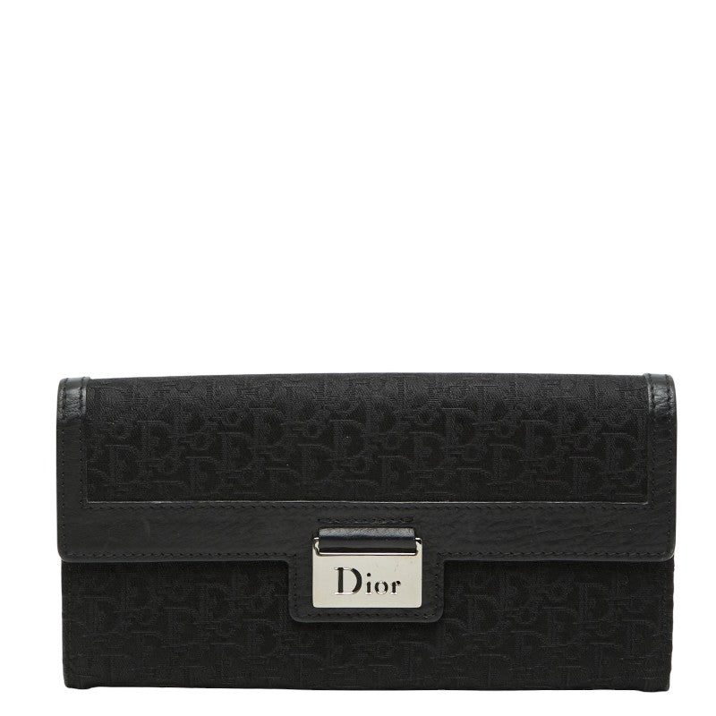 ディオール トロッター 長財布 ブラック キャンバス レザー レディース Dior 【中古】