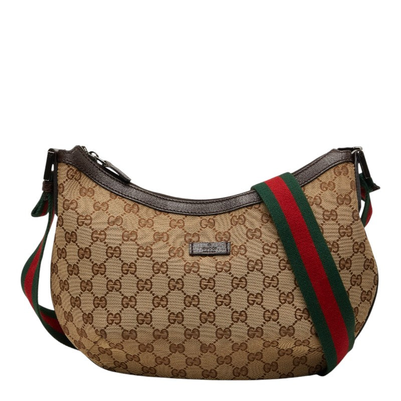 グッチ GGキャンバス 斜め掛け ショルダーバッグ 181092 ベージュ ブラウン キャンバス レザー レディース GUCCI 【中古】
