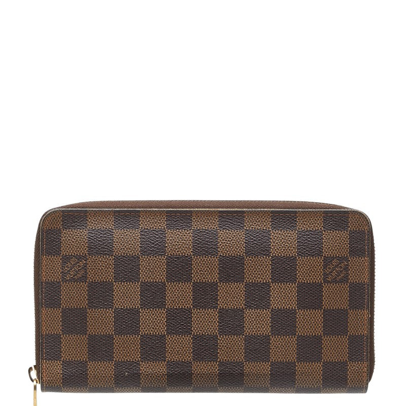 ルイ ヴィトン ダミエ ジッピー オーガナイザー ラウンドファスナー 長財布 N60003 ブラウン PVC レザー レディース LOUIS VUITTON 【中古】