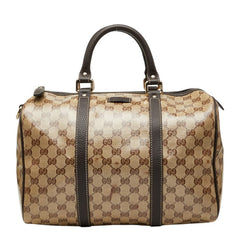 グッチ GGクリスタル ボストンバッグ ハンドバッグ 265697 ベージュ ブラウン PVC レザー レディース GUCCI 【中古】
