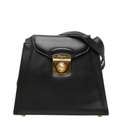 サルヴァトーレフェラガモ 斜め掛け ショルダーバッグ ブラック ゴールド レザー レディース Salvatore Ferragamo 【中古】