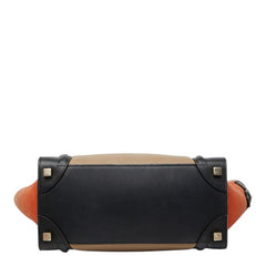 セリーヌ ラゲージ マイクロショッパー ハンドバッグ トートバッグ ベージュ ブラック オレンジ レザー レディース CELINE 【中古】