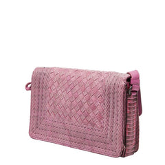 ボッテガヴェネタ イントレチャート リアルト チェーン ショルダーバッグ ピンク レザー レディース BOTTEGAVENETA 【中古】