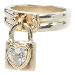 スタージュエリー ハート カデナ 南京錠 モチーフ リング 指輪 SV925 シルバー K18YG イエローゴールド レディース STAR JEWELRY 【中古】