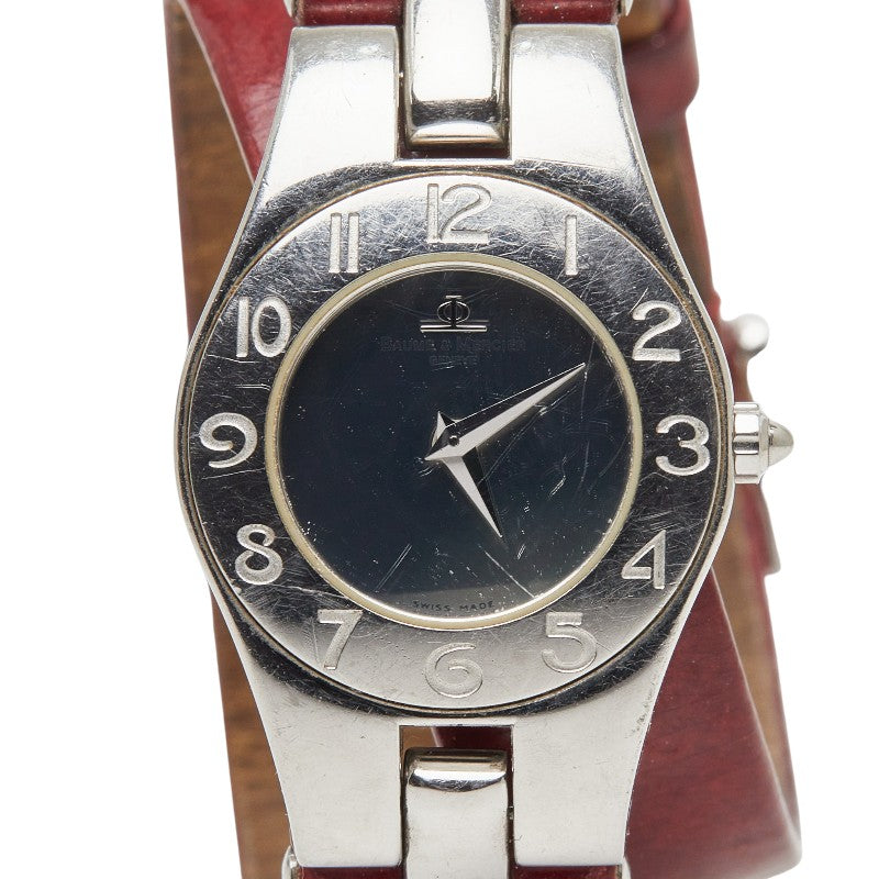 ボーム＆メルシェ リネア 腕時計 65305 クオーツ シルバー文字盤 ステンレススチール レザー レディース Baume & Mercier 【中古】