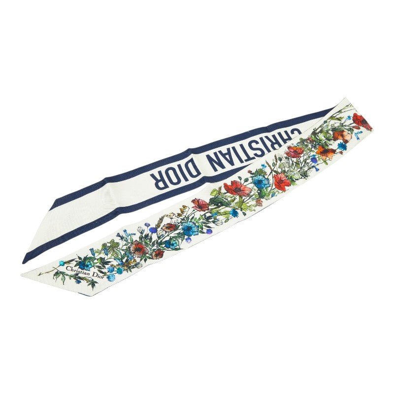 ディオール ミルフィオリ D-MILLEFIORI ミッツァ スカーフ ツイリー アイボリー マルチカラー シルク レディース Dior 【中古】