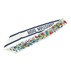 ディオール ミルフィオリ D-MILLEFIORI ミッツァ スカーフ ツイリー アイボリー マルチカラー シルク レディース Dior 【中古】