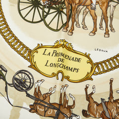エルメス カレ90 LA PROMENADE DE LONGCHAMPS ロンシャンへの散歩 スカーフ 大判 マルチカラー シルク レディース HERMES 【中古】