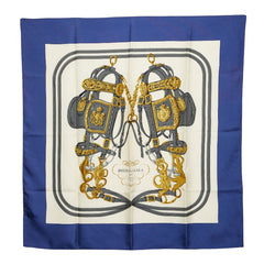 エルメス カレ90 BRIDES de GALA 式典用馬勒 スカーフ ホワイト マルチカラー シルク レディース HERMES 【中古】