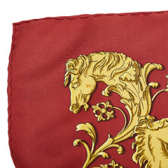 エルメス カレ90 LA PROMENADE DE LONGCHAMPS ロンシャンへの散歩 スカーフ レッド系 マルチカラー シルク レディース HERMES 【中古】