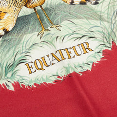 エルメス カレ90 EQUATEUR 赤道直下 スカーフ 大判 レッド マルチカラー シルク レディース HERMES 【中古】