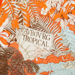 エルメス カレ90 Faubourg Tropical フォーブル トロピカル スカーフ 大判 オレンジ系 シルク レディース HERMES 【中古】