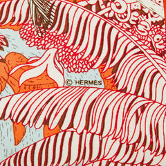 エルメス カレ90 Faubourg Tropical フォーブル トロピカル スカーフ 大判 オレンジ系 シルク レディース HERMES 【中古】