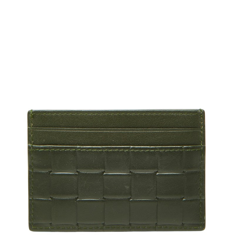 ボッテガヴェネタ イントレチャート カードケース カーキ グリーン レザー レディース BOTTEGAVENETA 【中古】