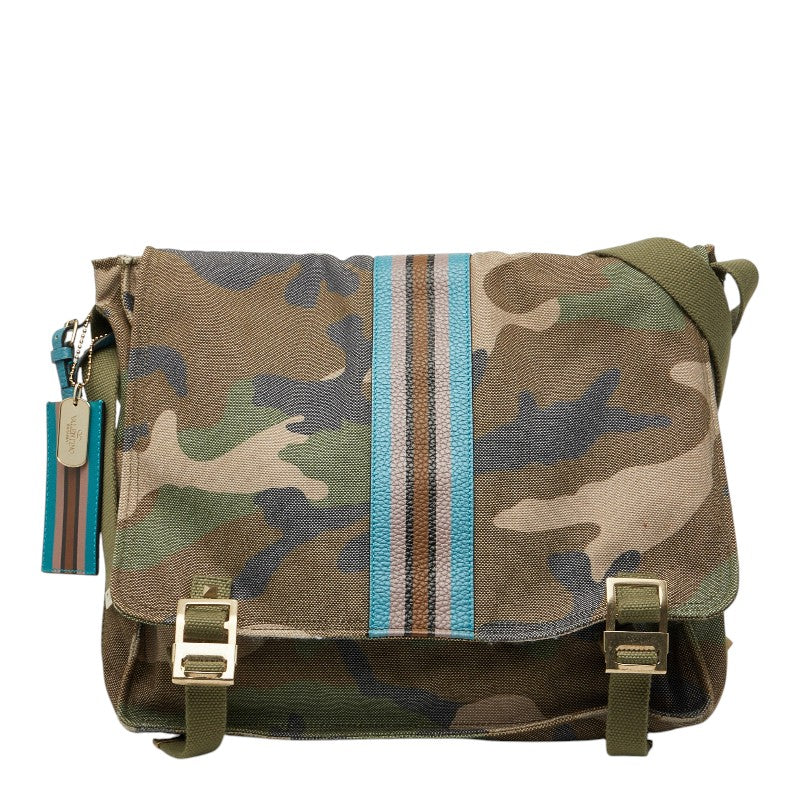 ヴァレンティノ ガラヴァーニ 斜め掛け ショルダーバッグ カーキ カモフラージュ キャンバス レザー レディース VALENTINO 【中古】