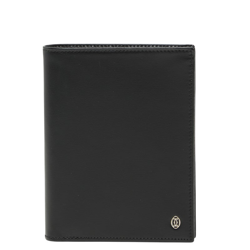 カルティエ パシャライン 二つ折り財布 ブラック レザー メンズ CARTIER 【中古】