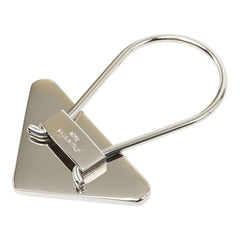 プラダ 三角ロゴプレート キーリング キーホルダー シルバー ブラック メタル レディース PRADA 【中古】
