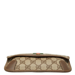 グッチ GGスプリーム シェリーライン ポーチ ベージュ ブラウン PVC レザー レディース GUCCI 【中古】