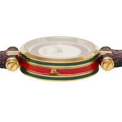 グッチ シェリーライン 腕時計 2000L クオーツ ホワイト文字盤 ステンレススチール レザー レディース GUCCI 【中古】