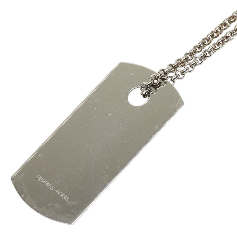 エルメス ドッグタグ ネックレス シルバー メタル レディース HERMES 【中古】