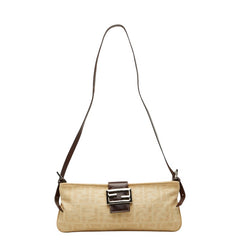 フェンディ ズッカ ショルダーバッグ ベージュ ブラウン キャンバス レザー レディース FENDI 【中古】