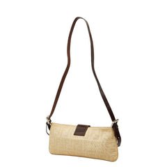 フェンディ ズッカ ショルダーバッグ ベージュ ブラウン キャンバス レザー レディース FENDI 【中古】