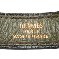 エルメス 手袋 グローブホルダー アクセサリー カーキグリーン オーストリッチ レザー メッキ レディース HERMES 【中古】