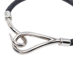 エルメス ジャンボ ブレスレット ブラック シルバー レザー メタル レディース HERMES 【中古】
