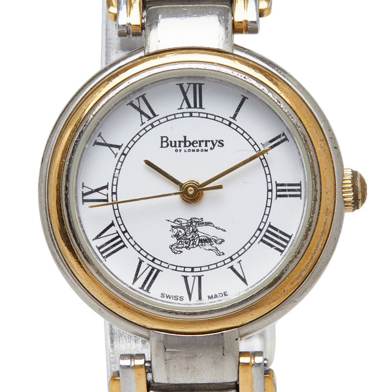 バーバリー 8000 腕時計 クオーツ ホワイト文字盤 ステンレススチール レディース BURBERRY 【中古】