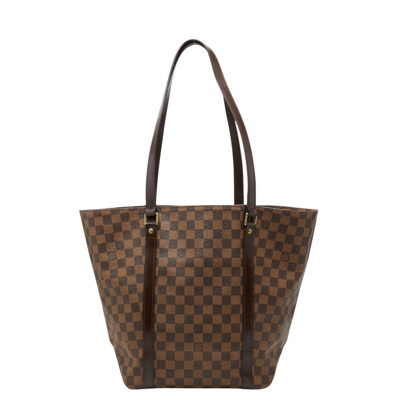 ルイ ヴィトン ダミエ サック ショッピング トートバッグ ショルダー ブラウン PVC レザー レディース LOUIS VUITTON 【中古】