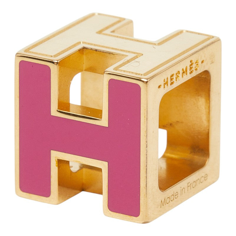 エルメス カージュ ド アッシュ Hキューブ ペンダントトップ ゴールド ピンク メッキ レディース HERMES 【中古】