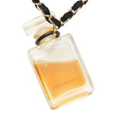 シャネル COCO EAU DE PARFUM ココ オードゥ パルファム 香水 チェーン ネックレス クリア ブラック ゴールド ガラス レザー レディース CHANEL 【中古】