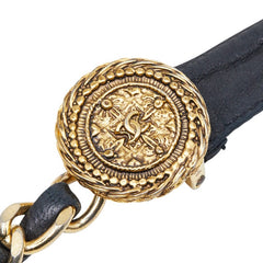 シャネル ココマーク チェーンベルト ブラック ゴールド レザー メッキ レディース CHANEL 【中古】