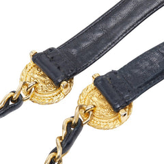 シャネル ココマーク チェーンベルト ブラック ゴールド レザー メッキ レディース CHANEL 【中古】