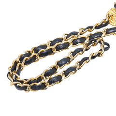 シャネル ココマーク チェーンベルト ブラック ゴールド レザー メッキ レディース CHANEL 【中古】