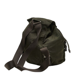 プラダ 三角ロゴプレート リュック バックパック グリーン ナイロン レザー レディース PRADA 【中古】
