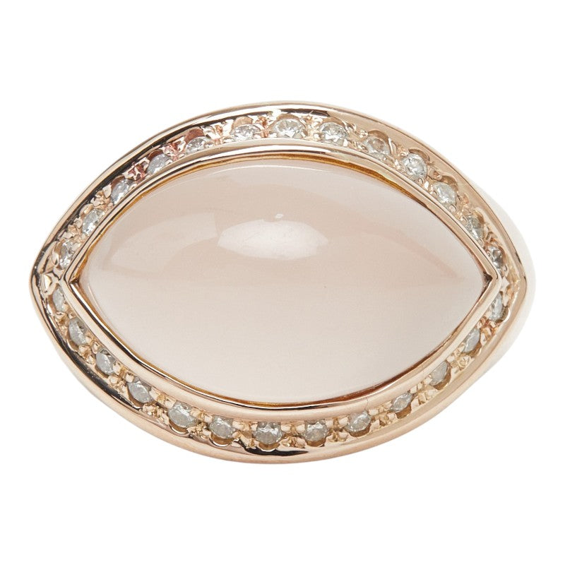 K18PG ピンクゴールド ローズクオーツ10.93ct ダイヤ0.23ct 島田貴金属店 リング 指輪 レディース 16.5号 【中古】