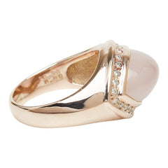 K18PG ピンクゴールド ローズクオーツ10.93ct ダイヤ0.23ct 島田貴金属店 リング 指輪 レディース 16.5号 【中古】