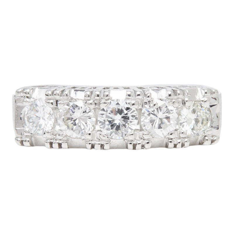 Pt850 プラチナ ダイヤ0.78ct 一文字リング リング 指輪 レディース 13.5号 【中古】