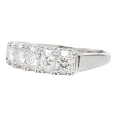 Pt850 プラチナ ダイヤ0.78ct 一文字リング リング 指輪 レディース 13.5号 【中古】