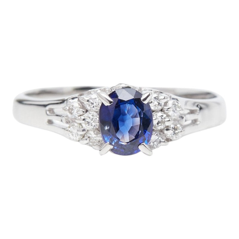 Pt900 プラチナ サファイア0.58ct ダイヤ0.12ct リング 指輪 レディース 10.5号 【中古】